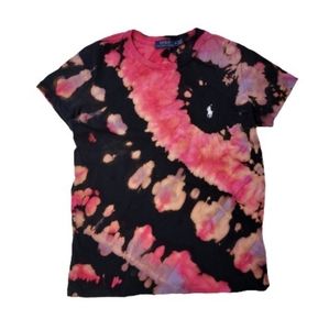 Polo Ralph Lauren M Medium Shirt T-shirt Black Tie Dye.Custom reverse tie dyed
